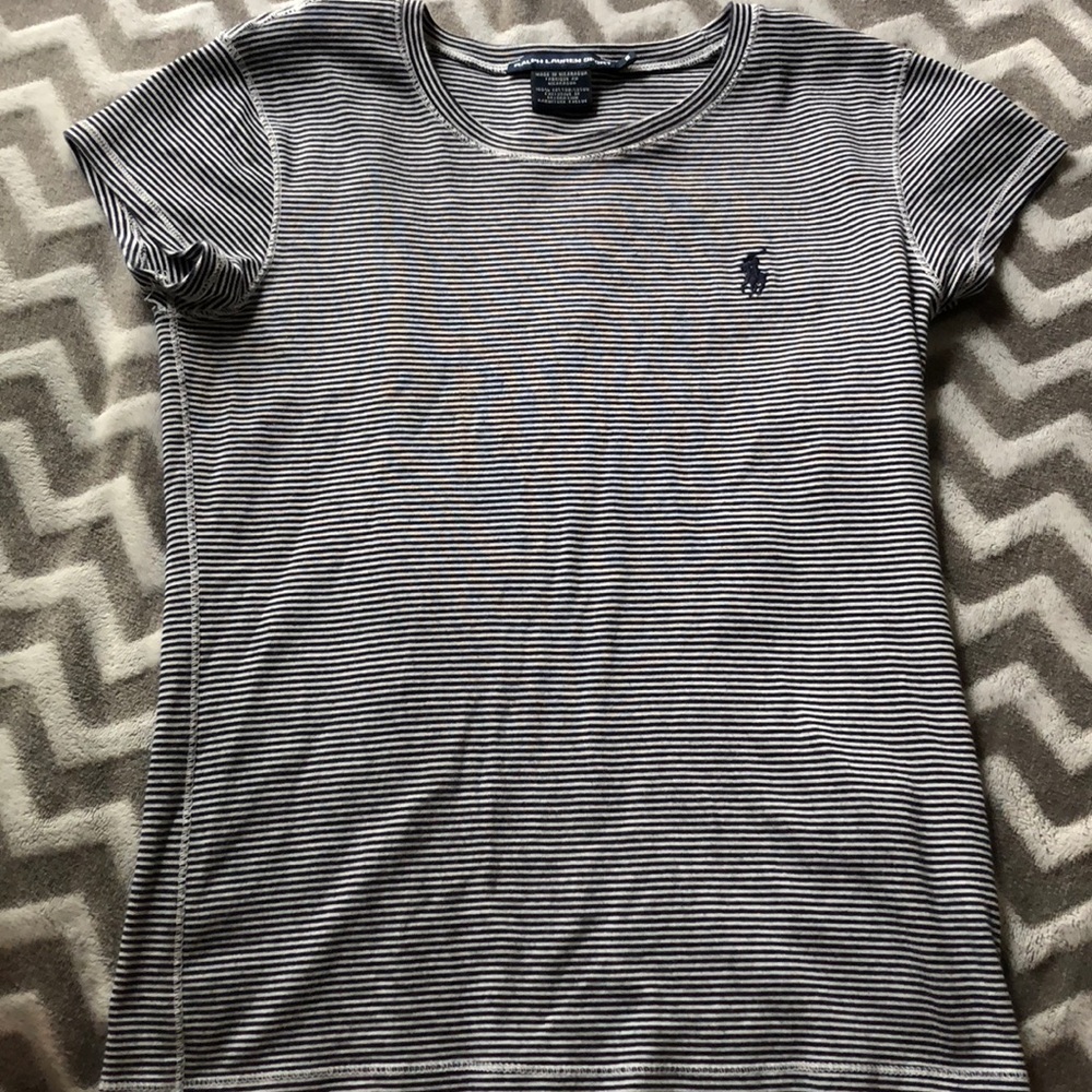 navy and white striped ralph lauren shirt
